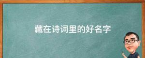 “女取詩經，男取楚辭”，藏在詩詞里的好名字，留給孩子起名