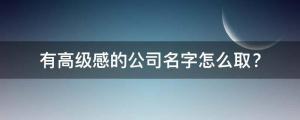小眾高逼格公司名字（有高級感的公司名字怎么??？）