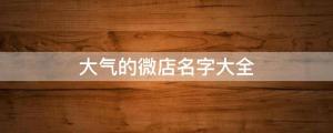 大氣的微店名字大全